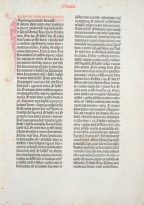 الصفحة الافتتاحية لكتاب سفر التكوين من كتاب جوتنبرج للكتاب المقدس ، طبعه يوهانس جوتنبرج (c.1400-68) وبيتر شوفر (1425-1502) في ماينز ، 1454-56 (ورق مطبوع) بواسطة المدرسة الألمانية