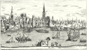Panorama of Antwerp at the beginning of the 16th Century (engraving) بواسطة المدرسة الألمانية