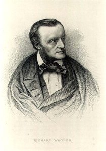 صورة لريتشارد واجنر (1813-83) الملحن الألماني (نقش) (صورة بالأبيض والأسود) بواسطة المدرسة الألمانية