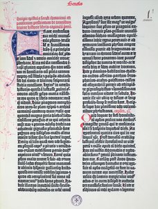 مقدمة الكتاب المقدس غوتنبرغ ، طبعه يوهانس غوتنبرغ (c.1400-68) وبيتر شيفر (1425-1502) في ماينز ، 1454-56 (ورق مطبوع) بواسطة المدرسة الألمانية