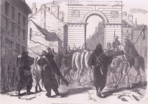 قوات العلف البروسية تجلب الماشية ، Cassells History of the War بين فرنسا وألمانيا الذي نشرته Cassell and Company Limited ، c1890 (litho) بواسطة المدرسة الألمانية