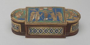 Pyx ، c.1170-1180 (نحاس مذهب ، مينا تشامبليفي ومينا كلوزوني ، قلب خشبي (حديث)) بواسطة المدرسة الألمانية