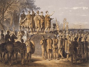 قائد روماني يخاطب جيشه (صورة حجرية ملونة) بواسطة المدرسة الألمانية