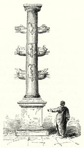 Rostral column of Gaius Duilius, commemorating the Roman naval victory over the Carthaginians at the Battle of Mylae in 260 BC (engraving) بواسطة المدرسة الألمانية