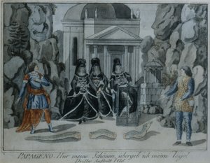 مشهد من The Magic Flute للكاتب Wolfgang Amadeus Mozart (قلم وحبر ومرحاض على ورق) بواسطة المدرسة الألمانية