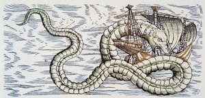 Sea serpent attacks a ship بواسطة المدرسة الألمانية