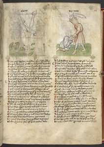 سلون 361 ، ص 26 استشهاد إشعياء ؛ الملك موآب يضحي بابنه ، من "منظار الخلاص البشري" (حبر ولون على ورق) بواسطة المدرسة الألمانية