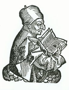 سانت بيد (673-735) من "ليبر كرونيكاروم" من قبل هارتمان جمجمة (1440-1514) 1493 بواسطة المدرسة الألمانية