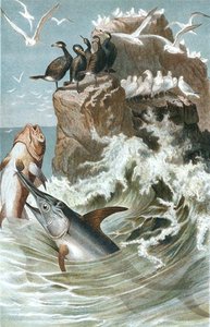 سمك أبو سيف ، لوحة من "Brehm's Animal Life: General Knowledge of the Animal Kingdom" ، المجلد 8 ، ص 78 ، نشره المعهد الببليوغرافي بواسطة المدرسة الألمانية