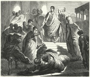 Tarquinius Superbus اغتال والد زوجته ، Servius Tullus ، للمطالبة بالعرش الروماني (نقش) بواسطة المدرسة الألمانية
