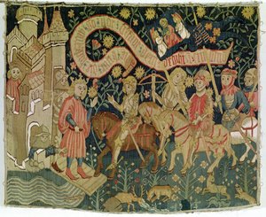 وصول جان دارك (c.1412-31) إلى قلعة شينون في 6 مارس 1423 ، استقبلها تشارلز السابع (1403-61) ، تم تصنيعها في وقت البكر بواسطة المدرسة الألمانية