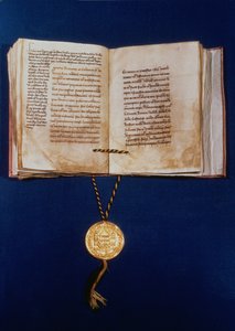 The Bull Bull of Charles IV ، الإمبراطور الروماني المقدس ، 1400 (الرق والذهب) بواسطة المدرسة الألمانية