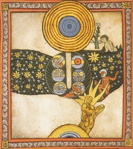 المخلص. صورة مصغرة من Liber Scivias بواسطة Hildegard of Bingen ، حوالي 1175 (ألوان مائية على الرق) بواسطة المدرسة الألمانية