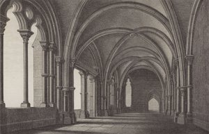 The lobby at Maulbronn Monastery, Baden-Wurttemberg, Germany (engraving) بواسطة المدرسة الألمانية