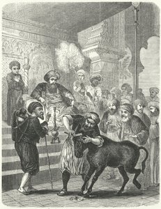 الفلاح وحماره أمام الخليفة هارون الرشيد (نقش) بواسطة المدرسة الألمانية