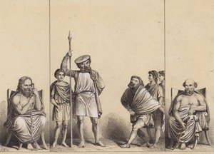 مشهد مسرحي من لوحة جدارية في بومبي، إيطاليا (ليثو) بواسطة المدرسة الألمانية