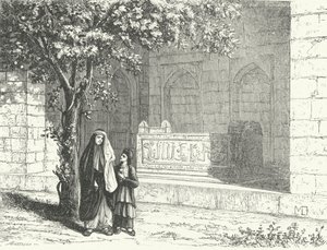 قبر الشاعر الفارسي السعدي في مدينة شيراز الإيرانية (نقش) بواسطة المدرسة الألمانية
