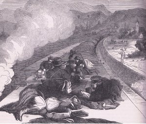 نقل فيلق الإسعاف البروسي ، Cassells History of the War بين فرنسا وألمانيا الذي نشرته Cassell and Company Limited ، c1890 (litho) بواسطة المدرسة الألمانية