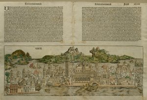 منظر للبندقية ، توضيح من Liber Chronicarum بواسطة Hartmann Schedel (1440-1514) تم نشره في نورمبرغ ، 1493 بواسطة المدرسة الألمانية