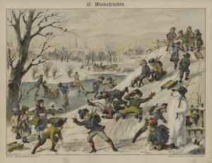 Winter amusements (colour litho) بواسطة المدرسة الألمانية