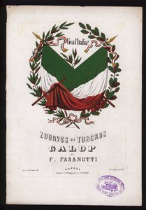 Zouaves et Turckos ، galop by Fasanotti ، غلاف الموسيقى ورقة (لون ليثو) بواسطة المدرسة الألمانية