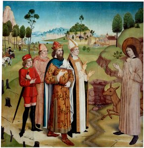 القديس جايلز والملك وامبا في الصيد الملكي ، 1470-1480. بواسطة سيد ألماني.