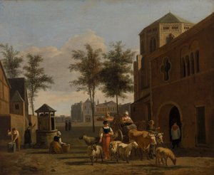 منظر لكولونيا مع كنائس القديس جيرون والقديس بانتاليون عام 1670 بواسطة جيريت أدريانينز بيركهايد
