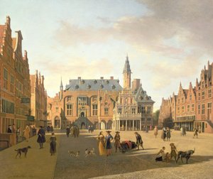 The Market Place with the Raadhuis، Haarlem، القرن السابع عشر