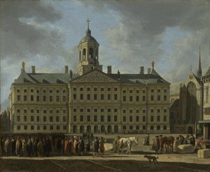 قاعة المدينة في ساحة السد ، أمستردام ، 1672 بواسطة جيريت أدريانينز بيركهايد
