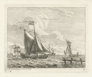 ثماني سفن شراعية على مياه هائج Seascapes with Ships (عنوان المسلسل) بواسطة جيريت جرونويجن
