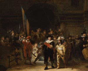 نسخة من The Night Watch شركة الكابتن فرانس بانينج كوك والملازم ويليم فان رويتينبيرش ، المعروفين باسم `` The nightwatch 