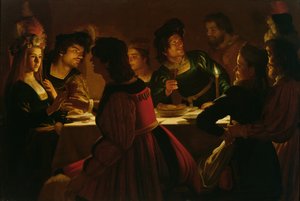 مشهد العيد مع زوجين متزوجين ، c.1617 بواسطة جيريت فان هونثورست