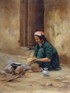 امرأة هيل من لاداخ ، تطبخ طعامها ، 1893
