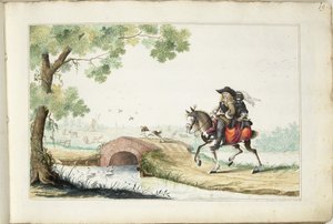 رجل وامرأة مقنعة على ظهور الخيل