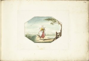 Milkmaid مع الدلاء في المناظر الطبيعية