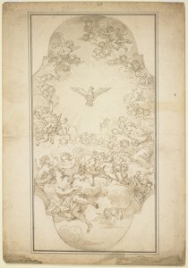 The Holy Ghost ، 1680s (قلم وحبر بني وغسل فوق آثار الطباشير السوداء)