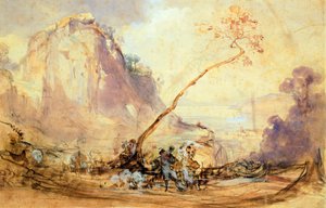 Sorrento Landscape, ca 1848, by Giacinto Gigante (1806-1876), watercolor, 34x51 cm. بواسطة جياسينتو جيجانتي