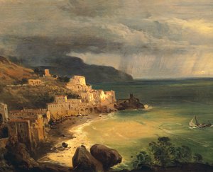 Storm on the Amalfi coast and Gulf of Naples by Giacinto Gigante (1806-1876), Italy