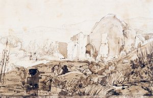 Temple of Diana in Baia, c.1844 بواسطة جياسينتو جيجانتي
