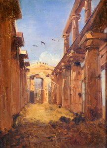 The Basilica of Paestum 1845-1848 (oil on canvas) بواسطة جياسينتو جيجانتي