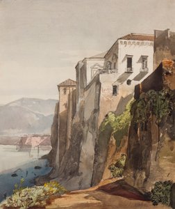 The House of Tasso ، سورينتو ، مع إضافات من الأميرة ماريا أنونزياتا دي بوربون (1843-1871) ، 1853 (قلم رصاص ، مرحاض وجواش على ورق) بواسطة جياسينتو جيجانتي