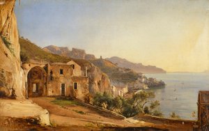 View of Amalfi from the Cave of the Capuchins, by Giacinto Gigante بواسطة جياسينتو جيجانتي