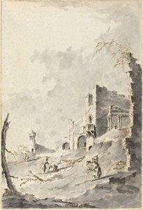 Capriccio من الأطلال الكلاسيكية مع قلعة بواسطة جياكومو جواردي