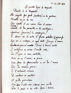 مخطوطة قصيدة "السكون بعد العاصفة" لليوباردي. 1829 (وثائق) بواسطة جياكومو ليوباردي