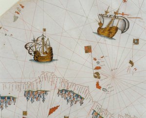 خريطة بحرية ، تفاصيل جزر الكناري ، 1564 بواسطة جياكومو ماجيولو