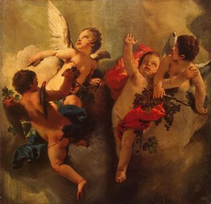 كيوبيد مع العنب. مسلسل فور سيزونز ، 1740s. بواسطة Giambattista Tiepolo