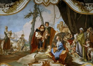 راحيل تخفي الترافيم عن أبيها لابان ، حوالي 1728. بواسطة Giambattista Tiepolo