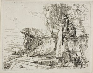 فيلسوف قائم وشخصيتان أخريان من كابريتشي بواسطة Giambattista Tiepolo
