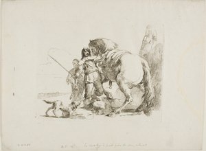 الفارس يقف بجانب حصانه ، من كابريتشي بواسطة Giambattista Tiepolo