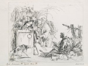 الزيارة عند الوفاة. من سلسلة Capriccios ، منتصف القرن الثامن عشر. بواسطة Giambattista Tiepolo